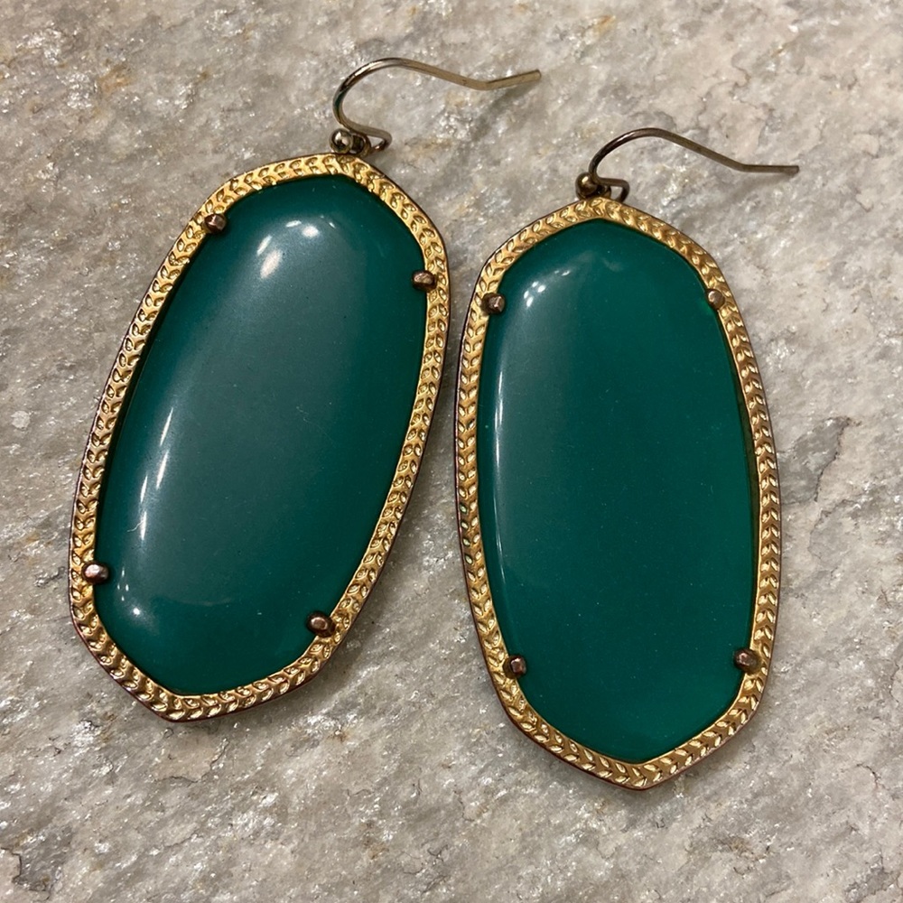 Kendra Scott Green and Gold Earrings